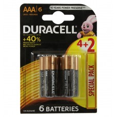 Батарейка AAA (LR03), лужна, Duracell Duralock Basic, 6 шт, 1.5V, (MN2400 6BL)