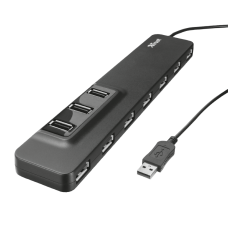 Концентратор USB 2.0 Trust Oila, Black, 10 портів USB 2.0, зовнішній БП (20575)