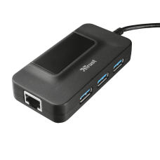 Концентратор USB 3.1 Trust Oila, Black, 3 порта USB 3.1 + 1 порт RJ45 Lan (20789)