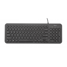 Клавиатура Trust Muto Silen, Black, USB, бесшумное нажатие, 12 мультимедийных клавиш, 1,5 м (23090)