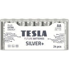 Батарейка AA (LR6), щелочная, Tesla Silver+, 24 шт, 1.5V, Blister (8594183392325)