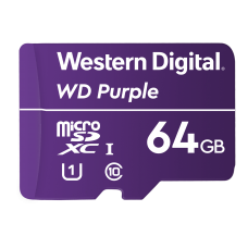 Карта памяти microSDXC, 64Gb, Class10 UHS-I U1, Western Digital Purple, без адаптера (WDD064G1P0A)