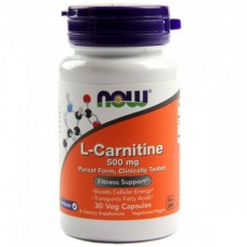 L- карнитин, L-Carnitine, Now Foods, 500 мг, 30 капсул (NF0070)