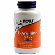 L-аргинин, L-Arginine, Now Foods, 500 мг, 100 капсул (NF0030)