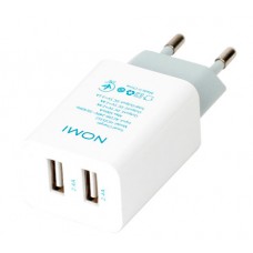 Мережевий зарядний пристрій Nomi, White, 2xUSB, 2.1A (HC05312)