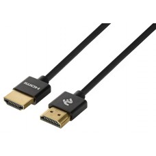Кабель HDMI - HDMI, 2 м, Black, V2.0, 2E, позолочені конектори, Ultra Slim (2E-W9668BL-2M)