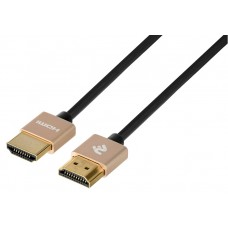 Кабель HDMI - HDMI 1 м 2E Black/Gold, V2.0, Ultra Slim (2E-W9668G-1M)