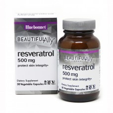 Ресвератрол 500 мг, Beautiful Ally, Bluebonnet Nutrition, Resveratrol 500 Мg, 30 рослинних капсул (0878)