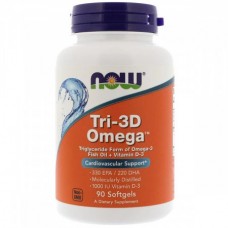 Рыбий жир + Д3, Tri-3D Omega, Now Foods, 90 желатиновых капсул (NF1686)