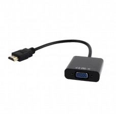 Адаптер HDMI (M) - VGA (F), Cablexpert, Black, 15 см, аудиокабель (A-HDMI-VGA-03)