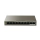 Коммутатор TENDA TEF1110P-8-102W, 8 LAN 10/100BaseT, 2x Gigabit Ethernet неуправляемый, металический