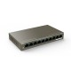 Комутатор TENDA TEF1110P-8-102W, 8 LAN 10/100BaseT, 2x Gigabit Ethernet, некерований, металевий