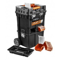 Ящик для инструмента на колесах NEO Tools, пластмассовый, 400x400x705 мм, Black-Orange (84-115)