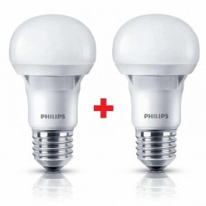 Лампа светодиодная E27, 5W, 3000K, A60, Philips LEDBulb, 315 lm, 220V, 2 pcs (8717943885329)