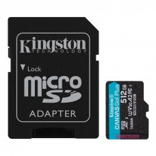 Карта памяти microSDXC, 512Gb, Kingston Canvas Go! Plus, SD адаптер (SDCG3/512GB)