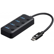Концентратор USB 3.0 Type-C 2E, Black, 4 порти USB 3.0 (2E-W1406)