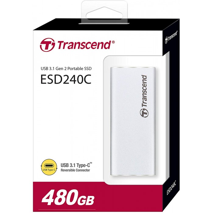 Зовнішній накопичувач SSD, 480Gb, Transcend ESD240C, Silver, USB 3.1 (TS480GESD240C)