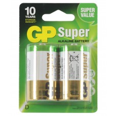 Батарейки D/LR20, GP Supercell, лужна, 2 шт, 1.5V, Shrink Card