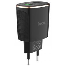 Мережевий зарядний пристрій Hoco Prestige, Black, 2xUSB, 3.4A, 18W, QC3.0 (C60A)