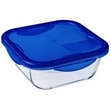 Форма для выпекания Pyrex Cook&Go, White-Blue, квадратная, стекло, 16x16 см, 710 г (285PG00)