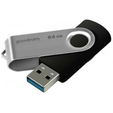 USB 3.0 Flash Drive 64Gb Goodram UTS3, Black/Silver, поворотная металлическая скоба (UTS3-0640K0R11)