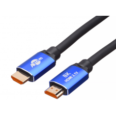 Кабель HDMI - HDMI, 5 м, Black/Blue, V2.1, Atcom, позолочені конектори (88855)