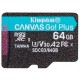 Карта пам'яті microSDXC, 64Gb, Kingston Canvas Go! Plus, без адаптера (SDCG3/64GBSP)