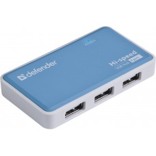 Концентратор USB 2.0 Defender Quadro Power, White/Blue, 4xUSB 2.0, зовнішній БЖ (83503)