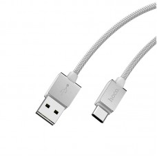 Кабель USB <-> USB Type-C, Hoco Refined steel, White, 1.2 м (U49)