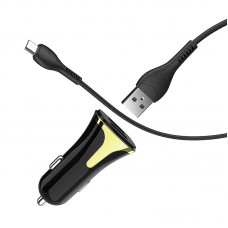 Автомобільний зарядний пристрій Hoco Z31 Universe +  Micro USB, Black, 2xUSB, 2.4A, 18W, QC3.0