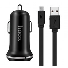 Автомобильное зарядное устройство Hoco Z1, Black, 2xUSB, 2.1A + Micro USB
