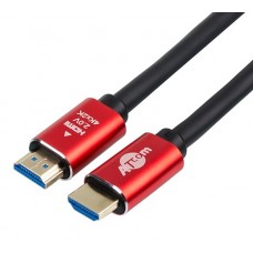 Кабель HDMI - HDMI 2 м Atcom Black/Red, V2.0, позолочені конектори (24942)