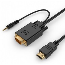 Адаптер HDMI (M) - VGA (M), Cablexpert, Black, 3 м, аудиокабель (A-HDMI-VGA-03-10)