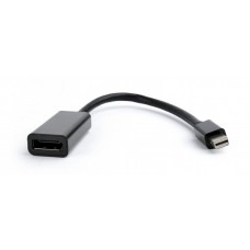 Адаптер Mini DisplayPort (M) - DisplayPort (F), Cablexpert, Black, 10 см (A-mDPM-DPF-001)
