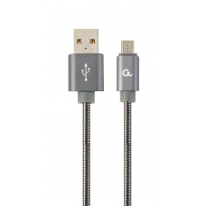 Кабель USB - micro USB 2 м Cablexpert Grey, 2.1А (CC-USB2S-AMmBM-2M-BG)