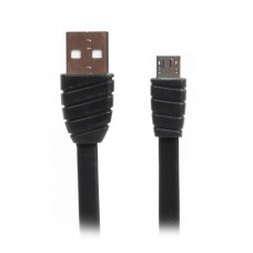 Кабель USB 2.0 - 1.0м AM/Micro-B Cablexpert CCPB-M-USB-02BK, премиум, 2.4А, плоский, Black