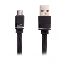 Кабель USB - micro USB 1 м Cablexpert Black, 2.4А, премиум, плоский (CCPB-M-USB-10BK)