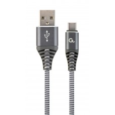 Кабель USB - USB Type-C 1 м Cablexpert Grey, 2.1А, преміум (CC-USB2B-AMCM-1M-WB2)