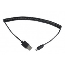 Кабель USB - micro USB 1.8 м Cablexpert Black, спиральный (CC-mUSB2C-AMBM-6)