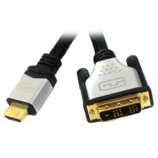 Кабель HDMI - DVI (18+1 pin), 5 м, Black, Viewcon, позолочені конектори (VD103-5M)