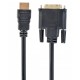Кабель HDMI - DVI 0.5 м Cablexpert Black, 18+1 pin, позолоченные коннекторы (CC-HDMI-DVI-0.5M)