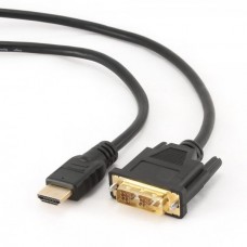 Кабель HDMI - DVI 0.5 м Cablexpert Black, 18+1 pin, позолочені конектори (CC-HDMI-DVI-0.5M)