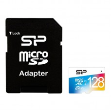 Карта памяти microSDXC, 128Gb, Class10 UHS-I Silicon Power Elite Color + SD адаптер
