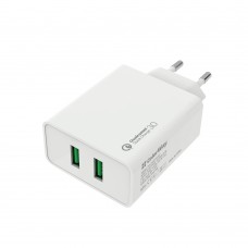 Мережевий зарядний пристрій ColorWay, White, 2xUSB, 2.4A, Quick Charge (CW-CHS017Q-WT)