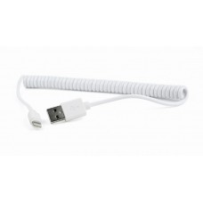 Кабель USB - Lightning 1.5 м Cablexpert White, спіральний (CC-LMAM-1.5M-W)