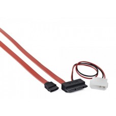 Кабель SATA совмещенный с питанием, Red, 45/25 см, Cablexpert, питание Molex (CC-MSATA-001)