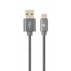 Кабель USB - USB Type-C 2 м Cablexpert Grey, 2.1А, преміум (CC-USB2S-AMCM-2M-BG)