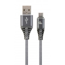 Кабель USB - USB Type-C 2 м Cablexpert Grey, 2.1А, преміум (CC-USB2B-AMCM-2M-WB2)