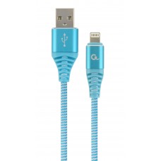 Кабель USB - Lightning 1 м Cablexpert Blue, 2.1А, преміум (CC-USB2B-AMLM-1M-VW)