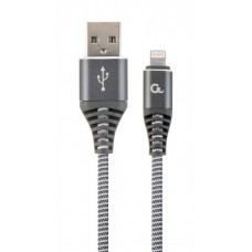 Кабель USB - Lightning 1 м Cablexpert Grey, 2.1А, преміум (CC-USB2B-AMLM-1M-WB2)
